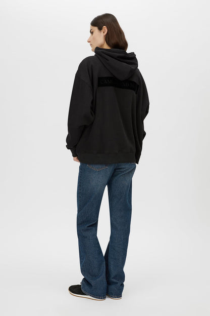 Camilla and Marc | Grid Flocking Logo Hoodie - Black