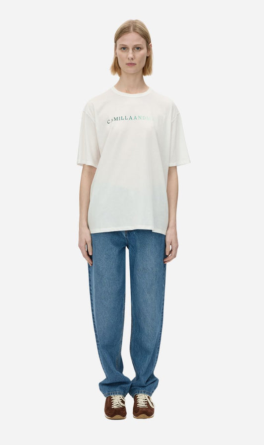 Camilla and Marc | Navarro Logo Tee - Soft White/Forest