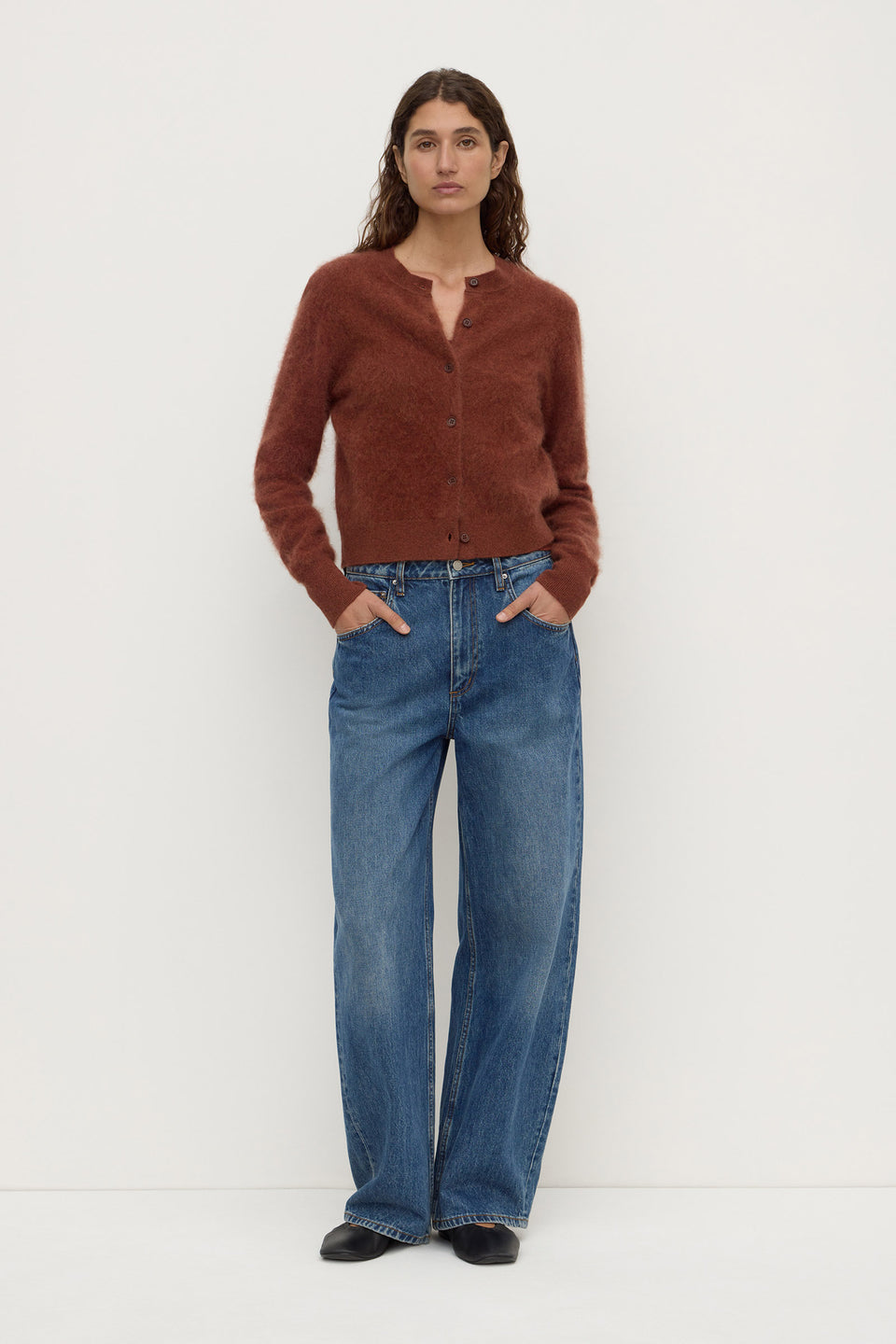 Assembly Label | Carina Merino Wool Long Sleeve Cardigan - Burnt Amber