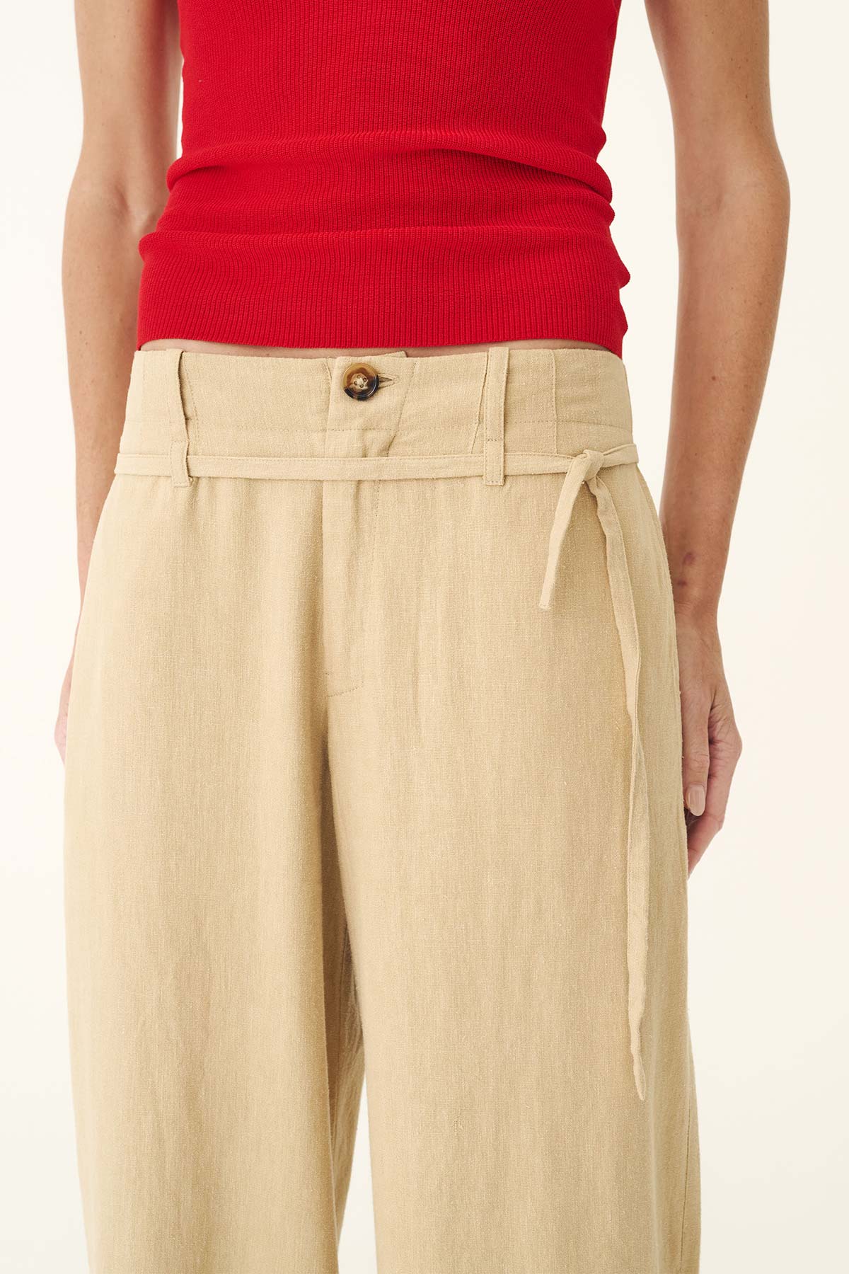 Rowie The Label | Carlotta Linen Curve Pants - Khaki