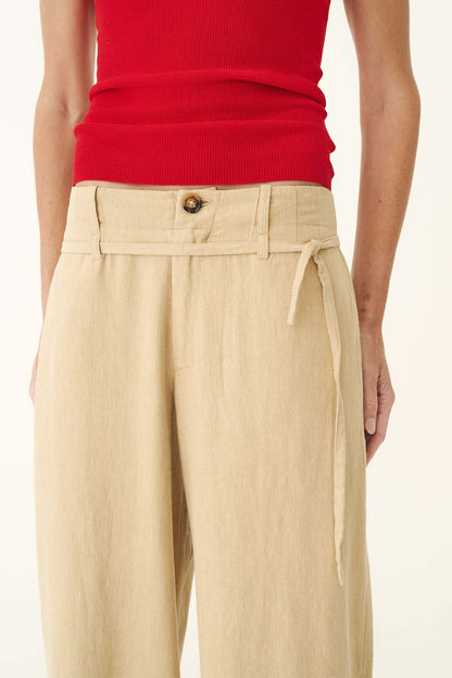Rowie The Label | Carlotta Linen Curve Pants - Khaki