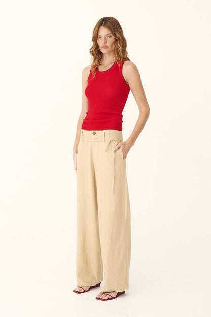 Rowie The Label | Carlotta Linen Curve Pants - Khaki