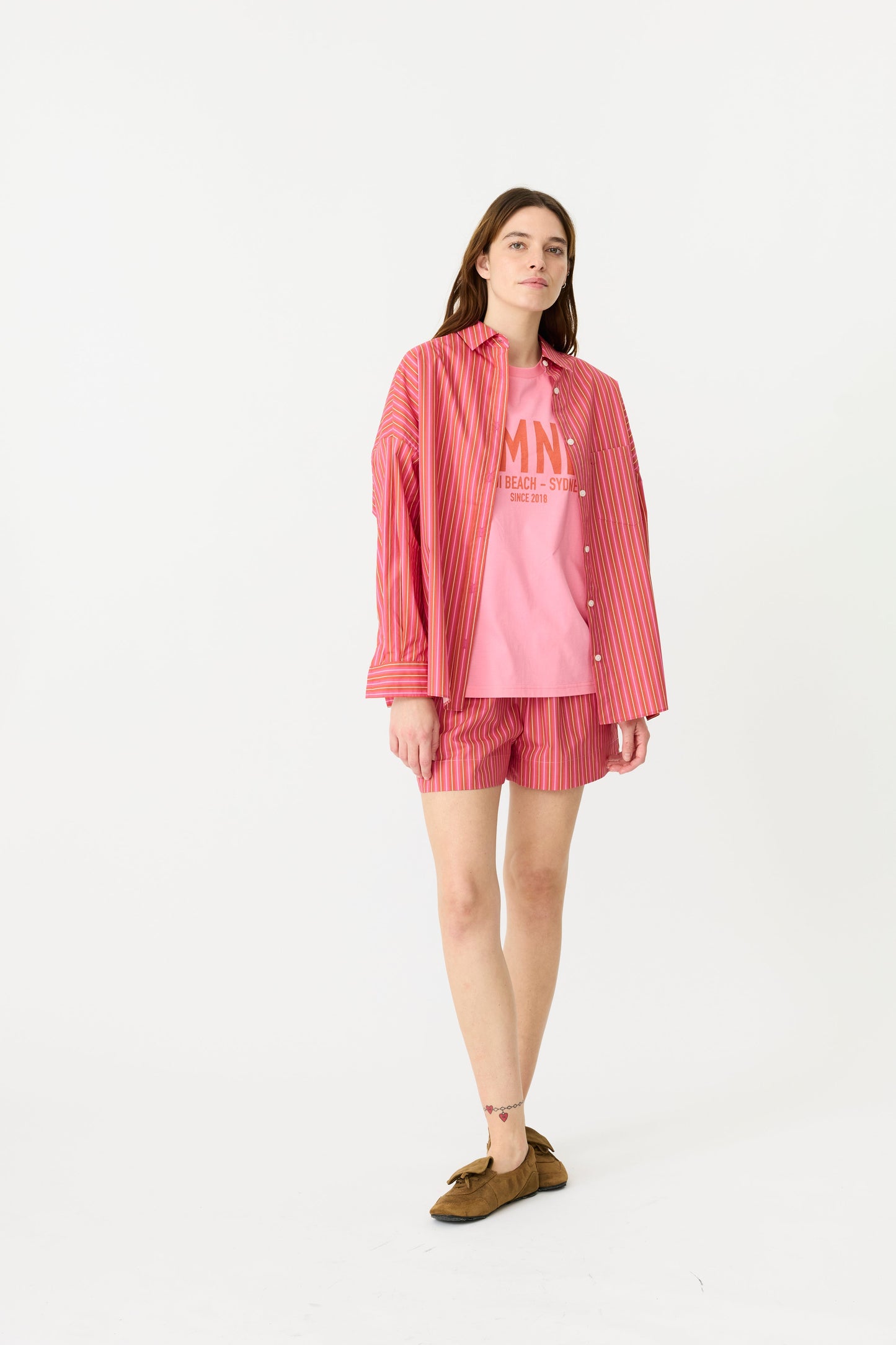 LMND | Chiara Shorts - Pink/Burnt Orange Stripe
