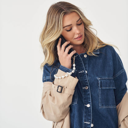 Louve | Daisy Pearl & Gold Phone Wristlet