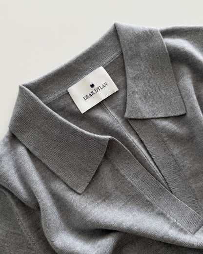 Dear Dylan | Merino Polo - Grey Marle