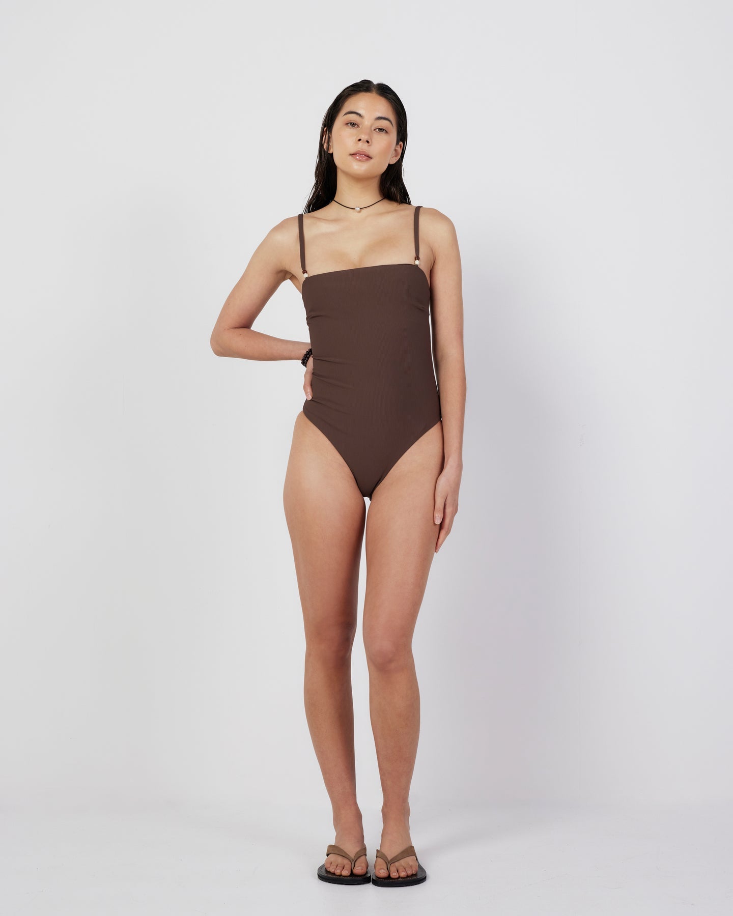 Dear Dylan | Swim One Piece - Umber Rib