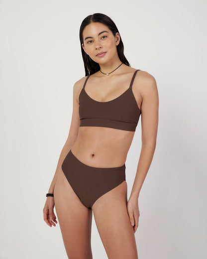Dear Dylan | High Rise Swim Brief - Umber Rib