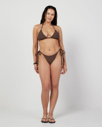 Dear Dylan | Petite Tie Top - Umber Rib