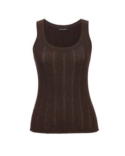 Dear Dylan | Merino Pointelle Daily Tank - Cocoa
