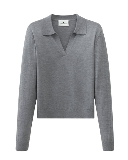 Dear Dylan | Merino Polo - Grey Marle