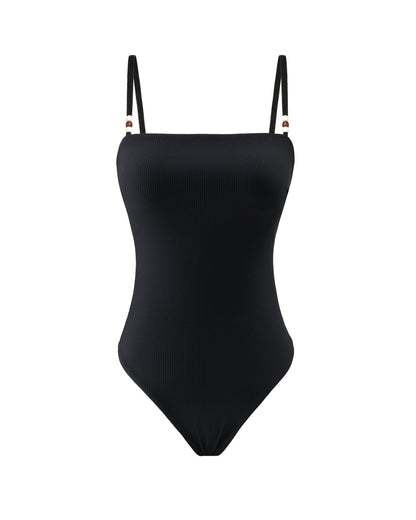 Dear Dylan | Swim One Piece - Noir Rib