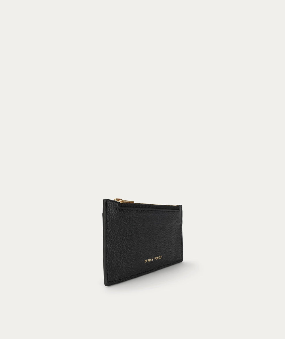 Deadly Ponies | Zip Card Holder - Black / Brass