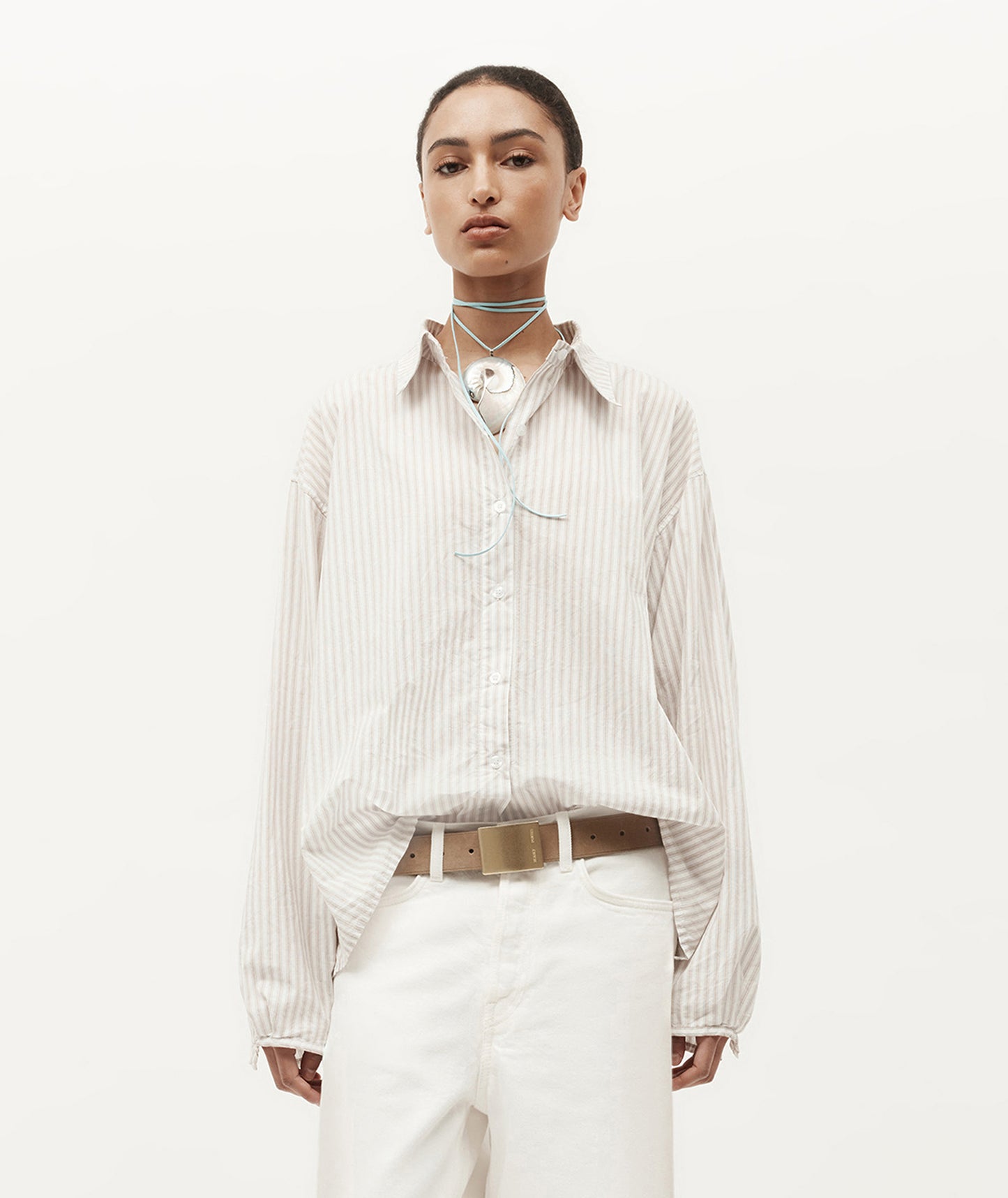 Deadly Ponies | Wide Belt Rectangle Buckle - Oat Suede/Brass