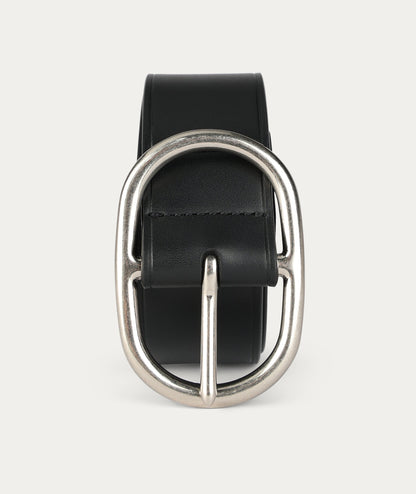 Deadly Ponies | Wide Belt Oval Buckle - Black/Silver