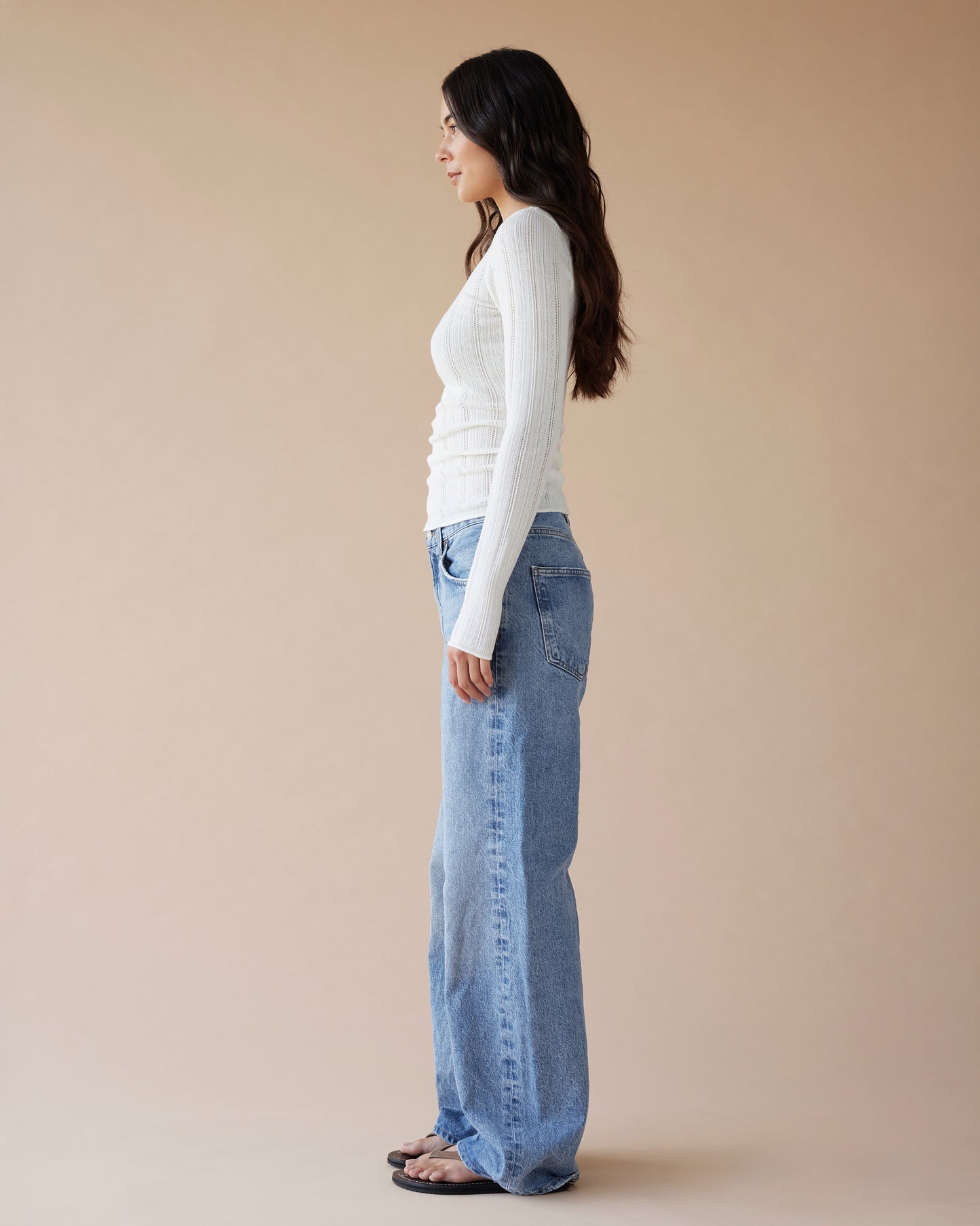 Dear Dylan | Merino Pointelle Longsleeve Knit - Ivory
