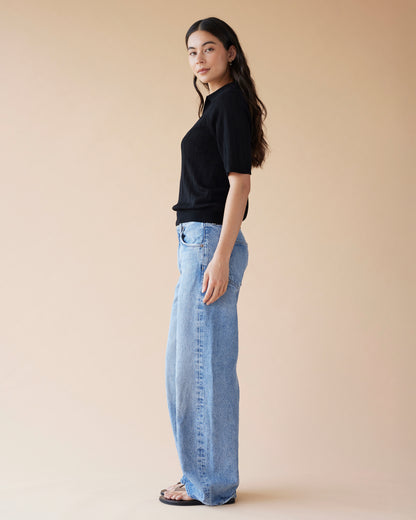 Dear Dylan | Merino Pointelle Palmer Polo - Noir