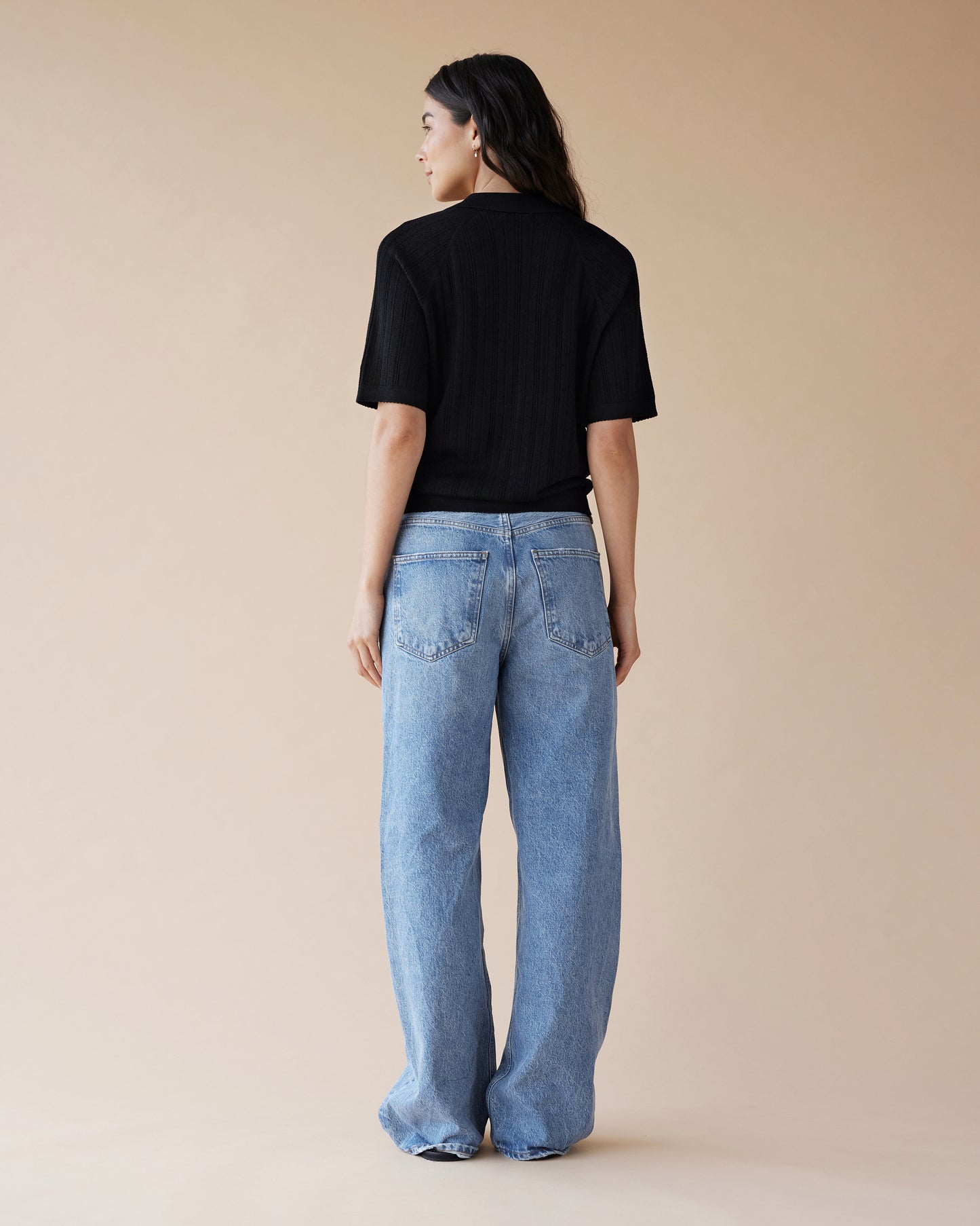 Dear Dylan | Merino Pointelle Palmer Polo - Noir