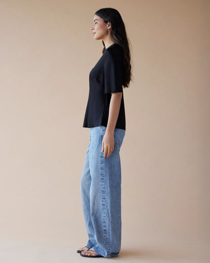 Dear Dylan | Silk Bias Tee - Noir