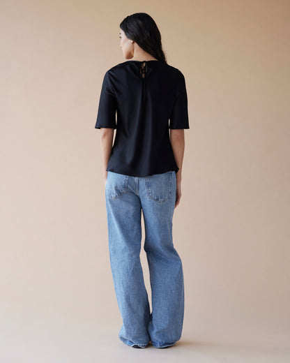 Dear Dylan | Silk Bias Tee - Noir