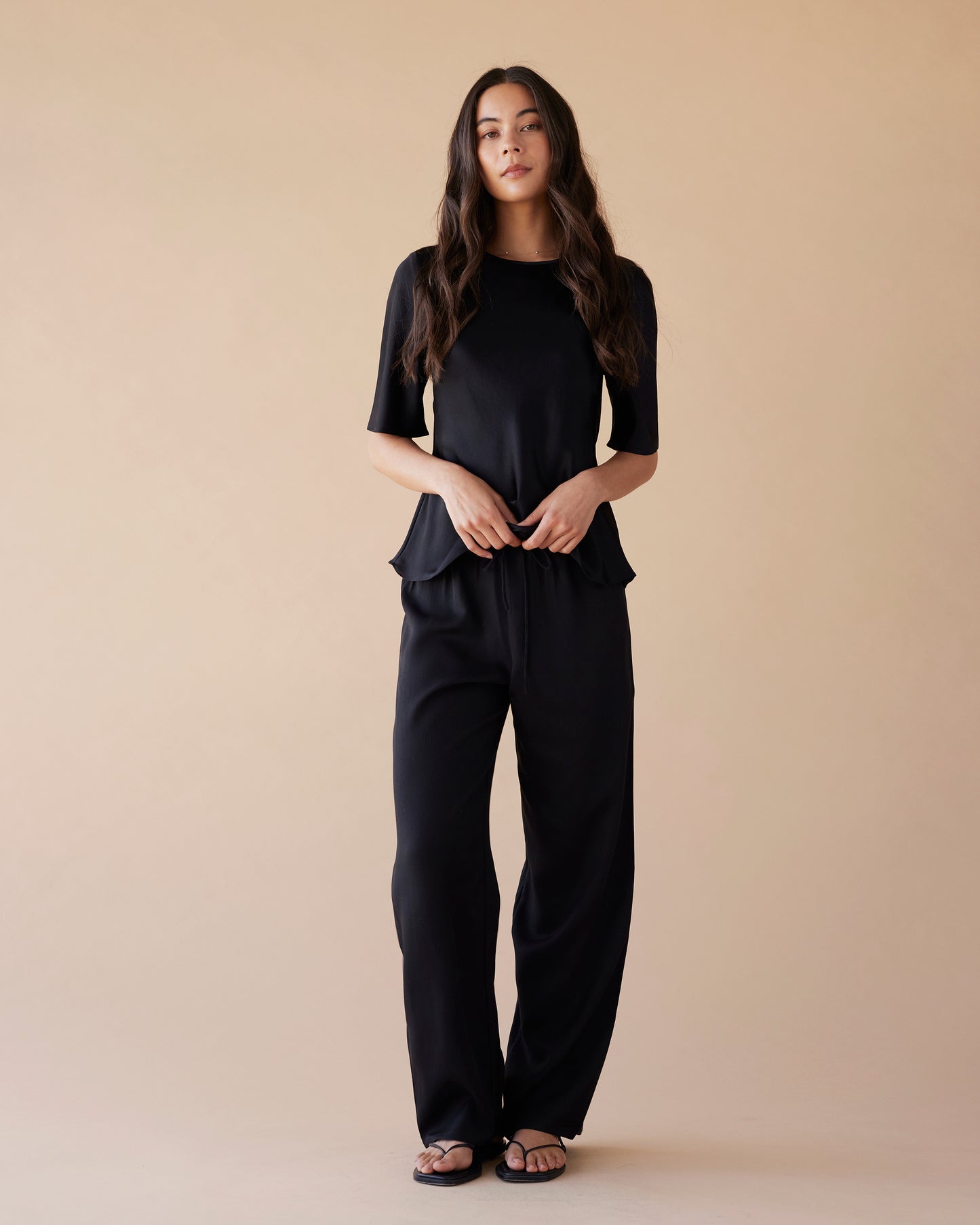 Dear Dylan | Silk Bias Tee - Noir