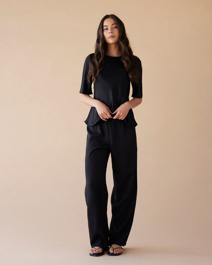 Dear Dylan | Silk Bias Tee - Noir
