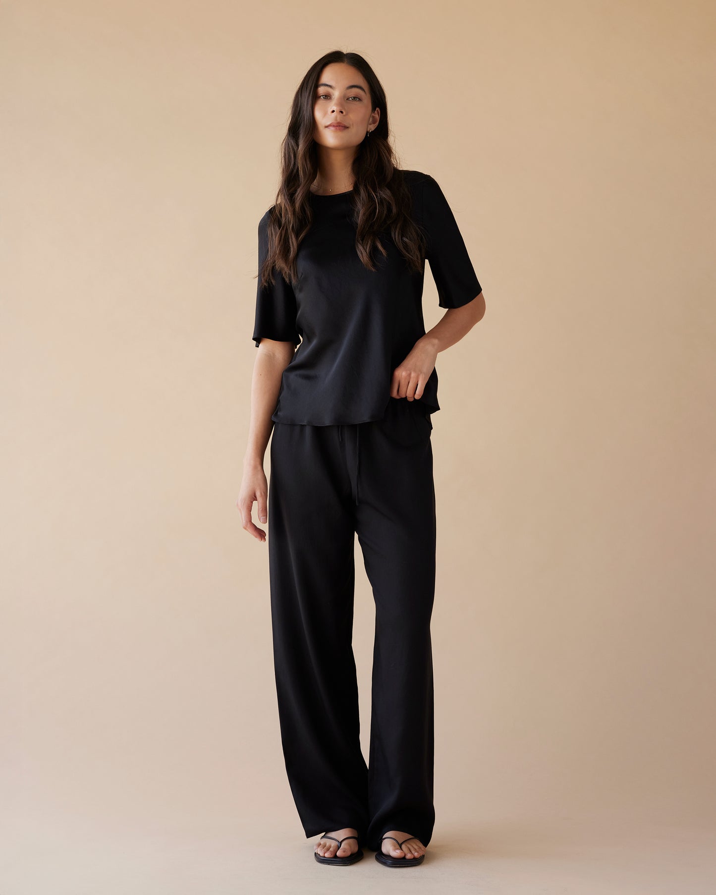 Dear Dylan | Silk Bias Tee - Noir