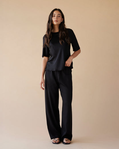 Dear Dylan | Silk Bias Tee - Noir