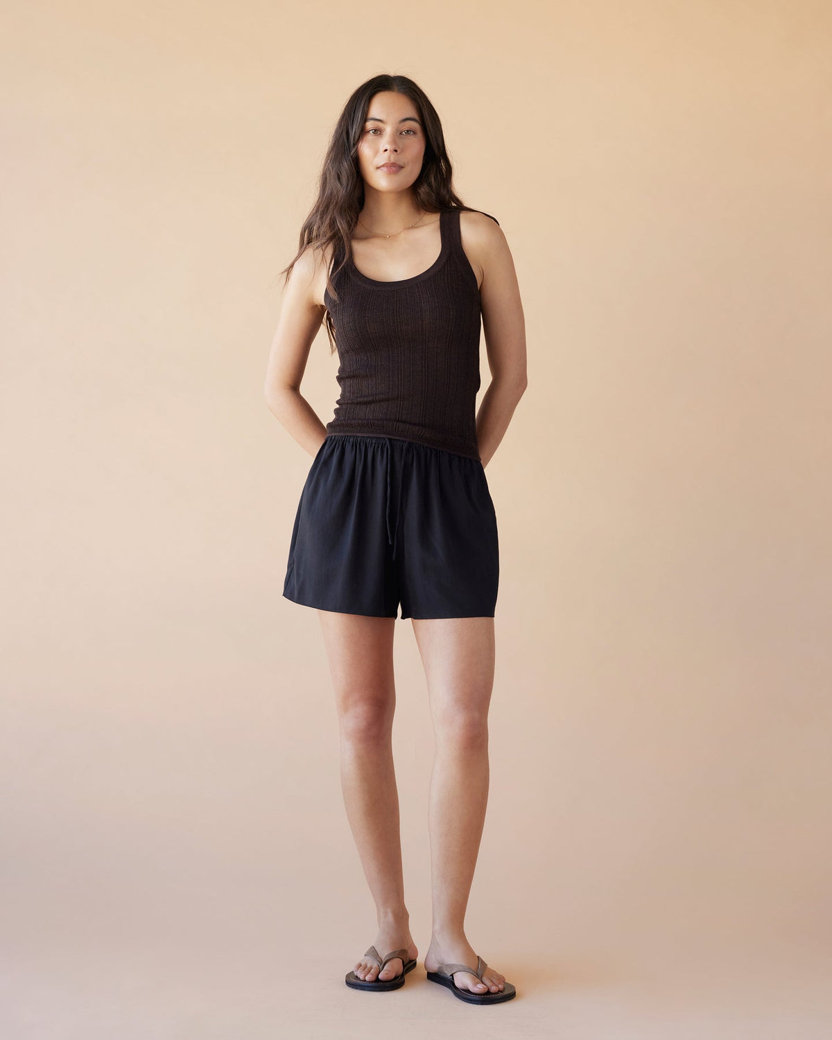 Dear Dylan | Merino Pointelle Daily Tank - Cocoa
