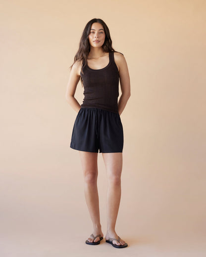 Dear Dylan | Merino Pointelle Daily Tank - Cocoa