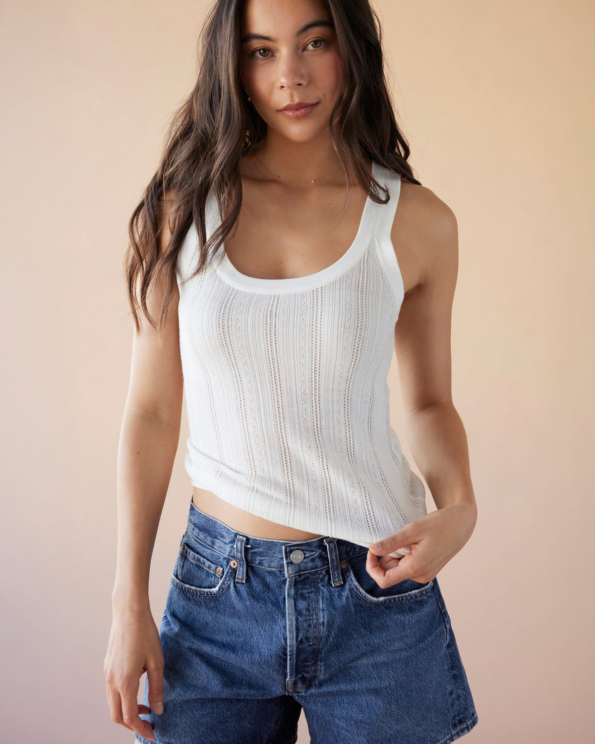 Dear Dylan | Merino Pointelle Daily Tank - Ivory