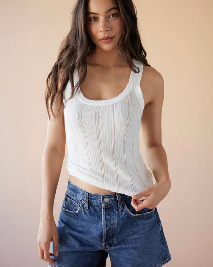 Dear Dylan | Merino Pointelle Daily Tank - Ivory
