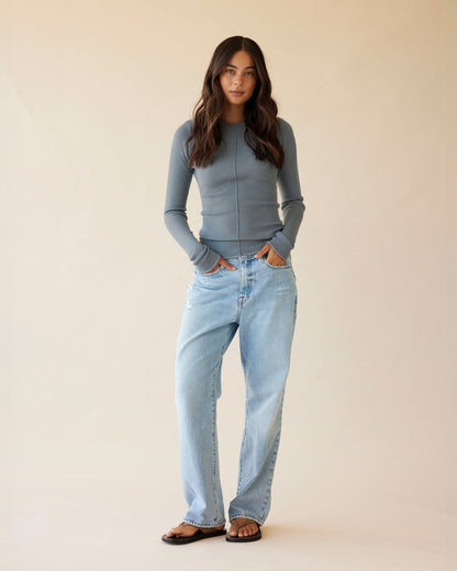 Dear Dylan | Merino Long Sleeve Knit - Slate Blue