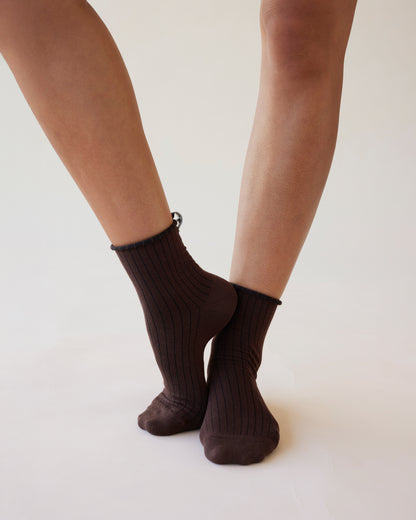 Dear Dylan | Roule Socks - Noir / Umber
