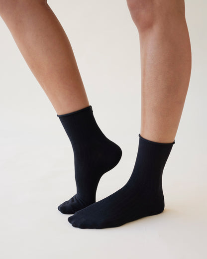 Dear Dylan | Roule Socks - Noir / Umber
