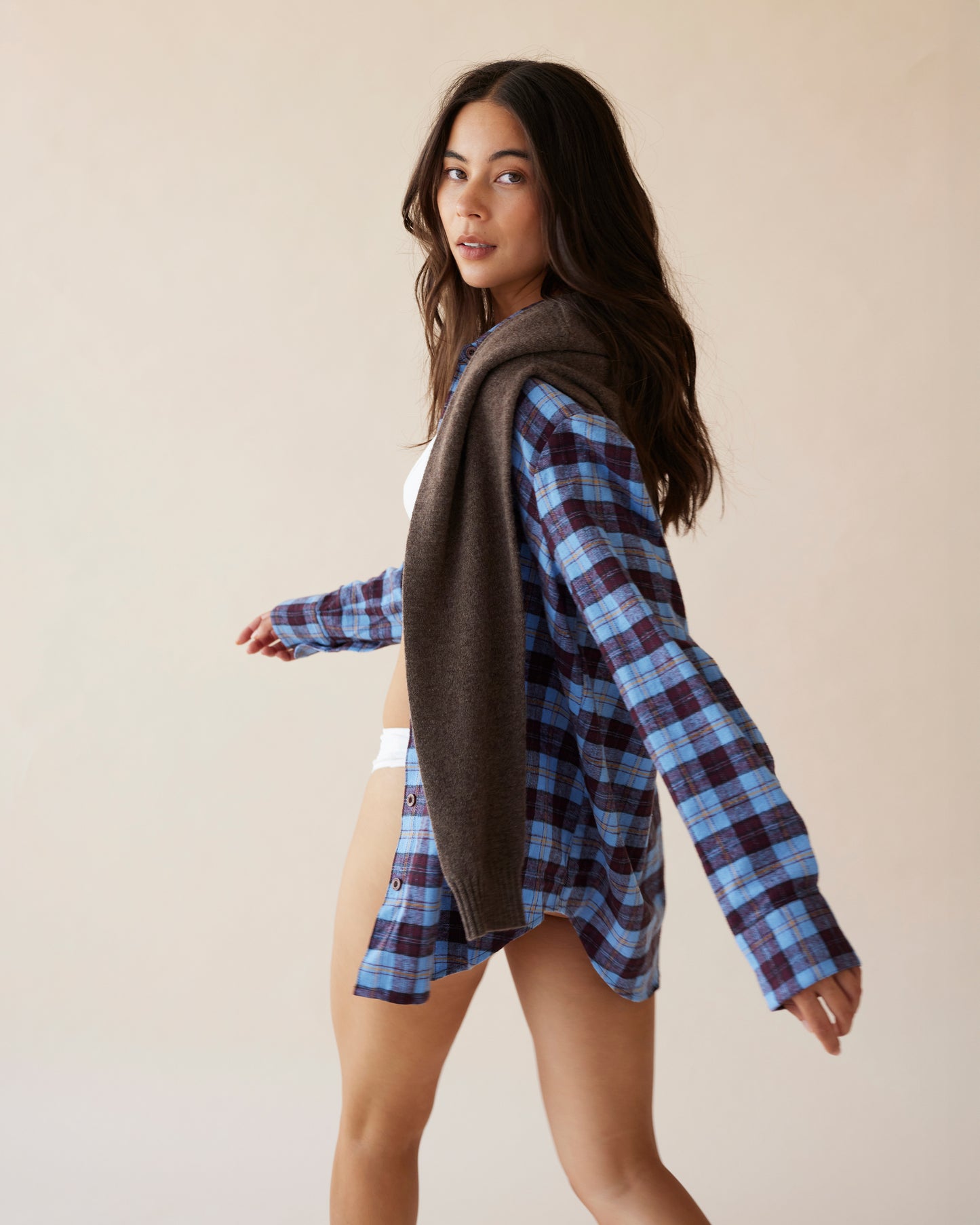 Dear Dylan | Boyfriend Plaid Shirt - Denim / Port