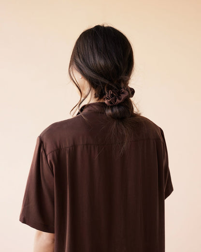 Dear Dylan | Silk Short Sleeve Shirt - Rum