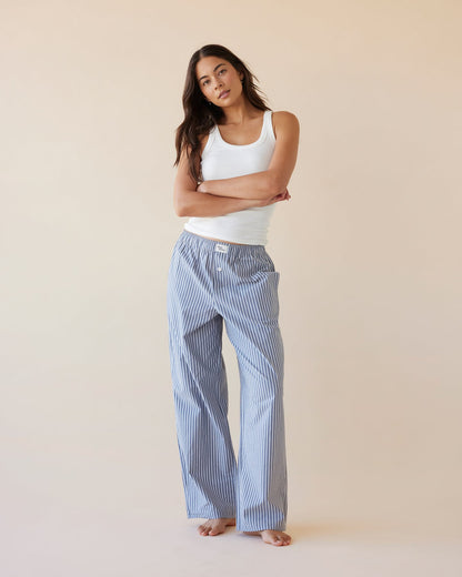 Dear Dylan | Boxer Pant - Steel Blue Stripe