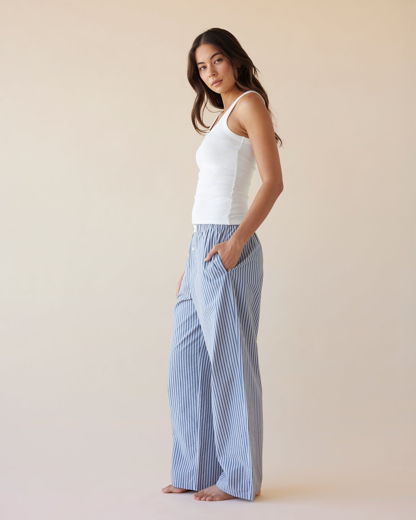Dear Dylan | Boxer Pant - Steel Blue Stripe