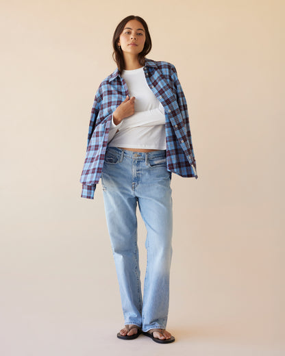 Dear Dylan | Boyfriend Plaid Shirt - Denim / Port
