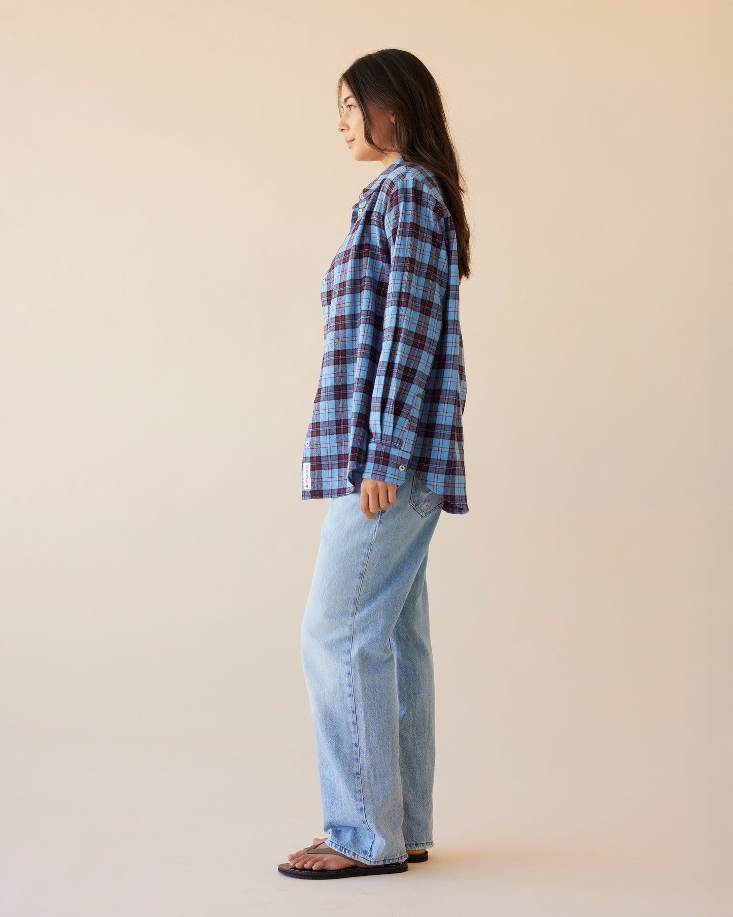 Dear Dylan | Boyfriend Plaid Shirt - Denim / Port