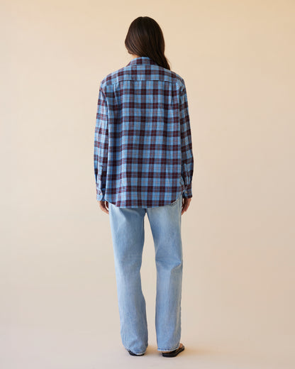 Dear Dylan | Boyfriend Plaid Shirt - Denim / Port