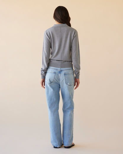Dear Dylan | Merino Polo - Grey Marle