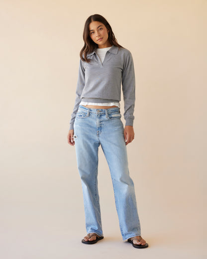 Dear Dylan | Merino Polo - Grey Marle