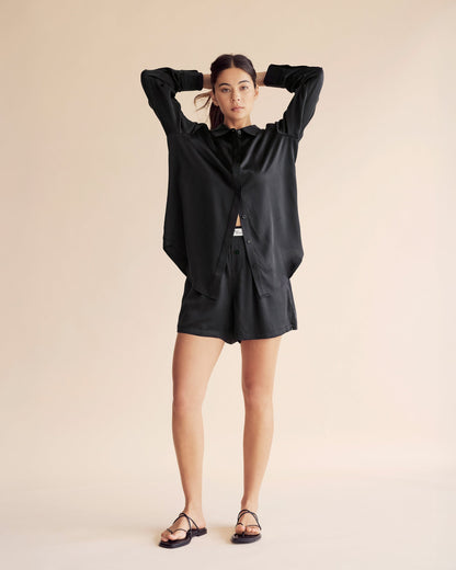 Dear Dylan | Dylan Silk Shirt - Noir