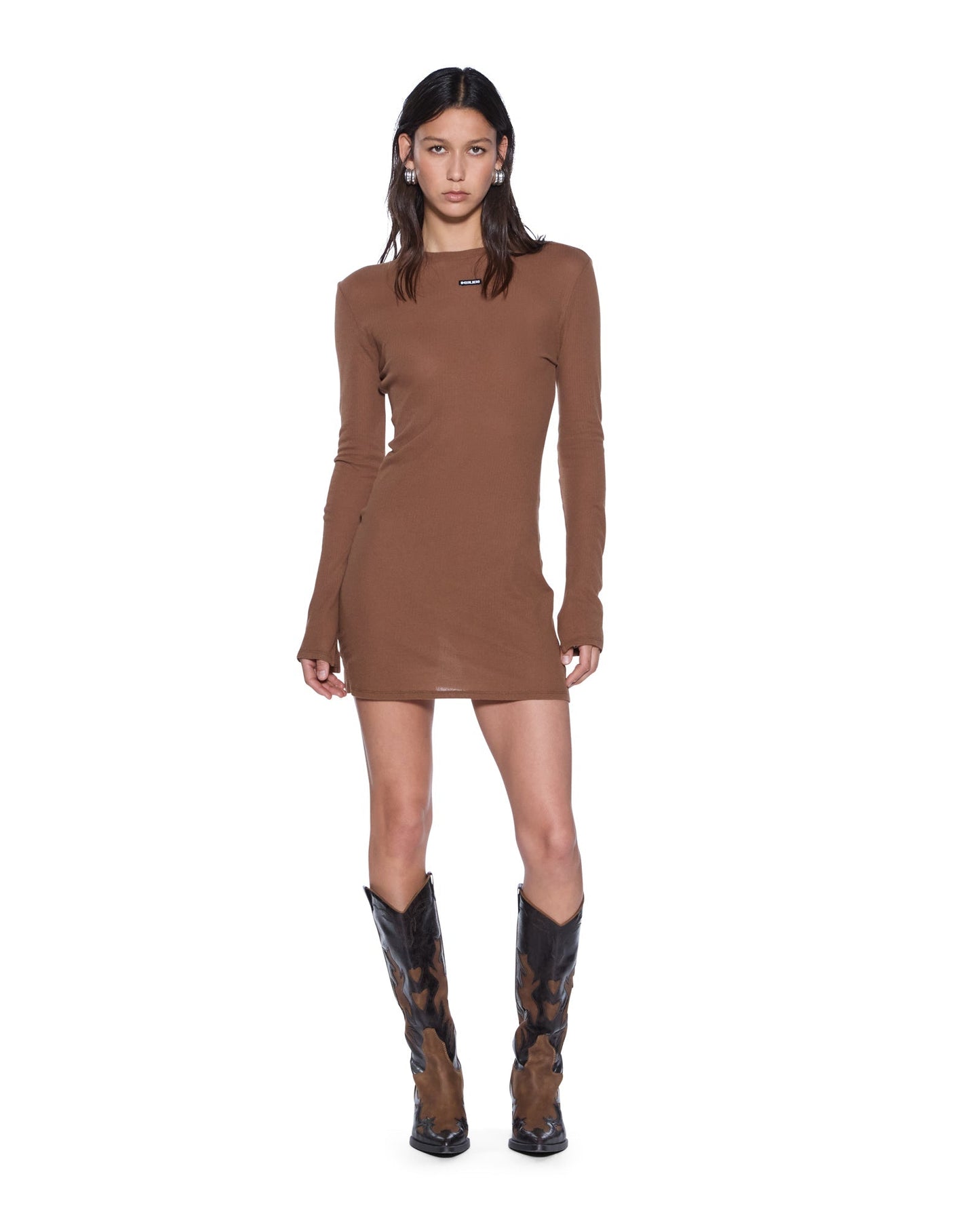 Ksubi | Crawford Long Sleeve Mini Dress - Chocolate