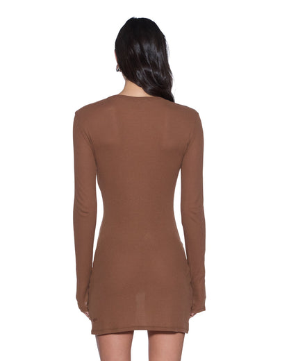 Ksubi | Crawford Long Sleeve Mini Dress - Chocolate