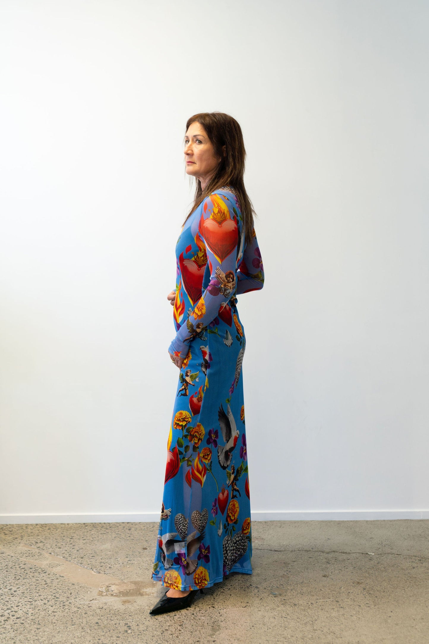 Silk Laundry | Mesh Long Sleeve Dress - Dearly Beloved Mirage