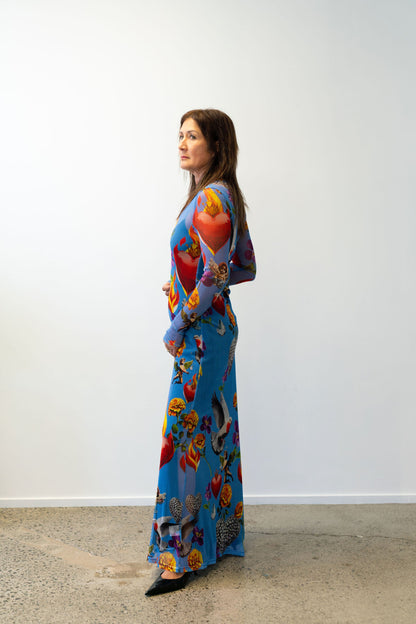 Silk Laundry | Mesh Long Sleeve Dress - Dearly Beloved Mirage