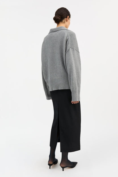 Skall Studio | Dean V-Neck Jumper - Grey Melange