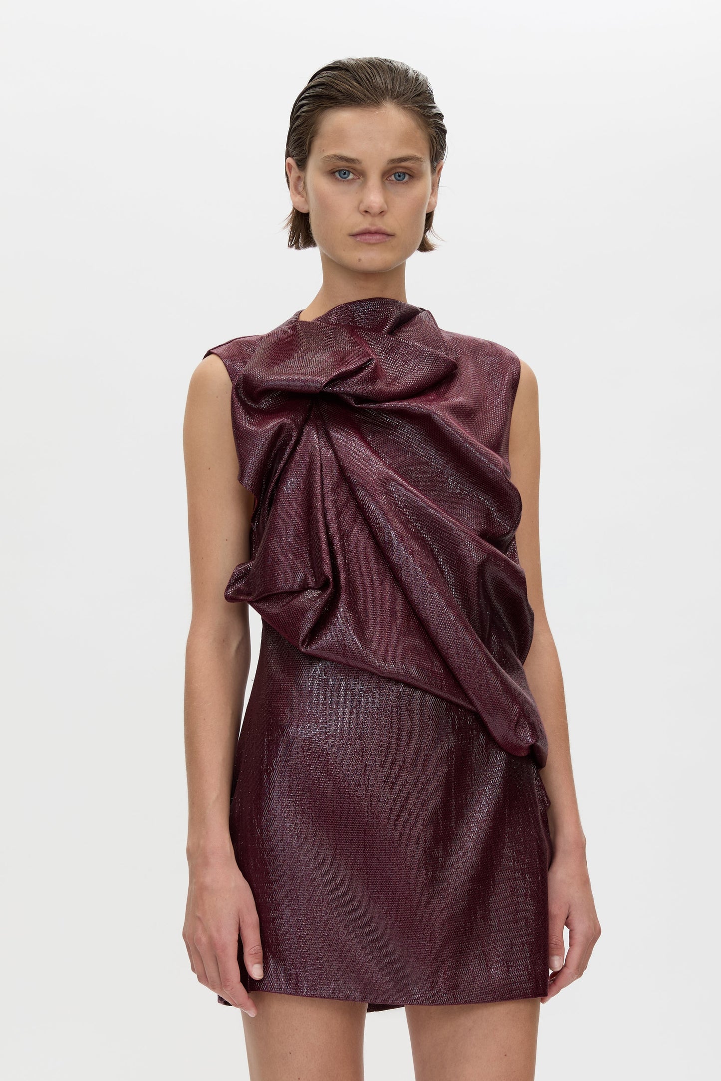 Camilla & Marc | Sana Drape Tailored Mini Dress - Burgundy